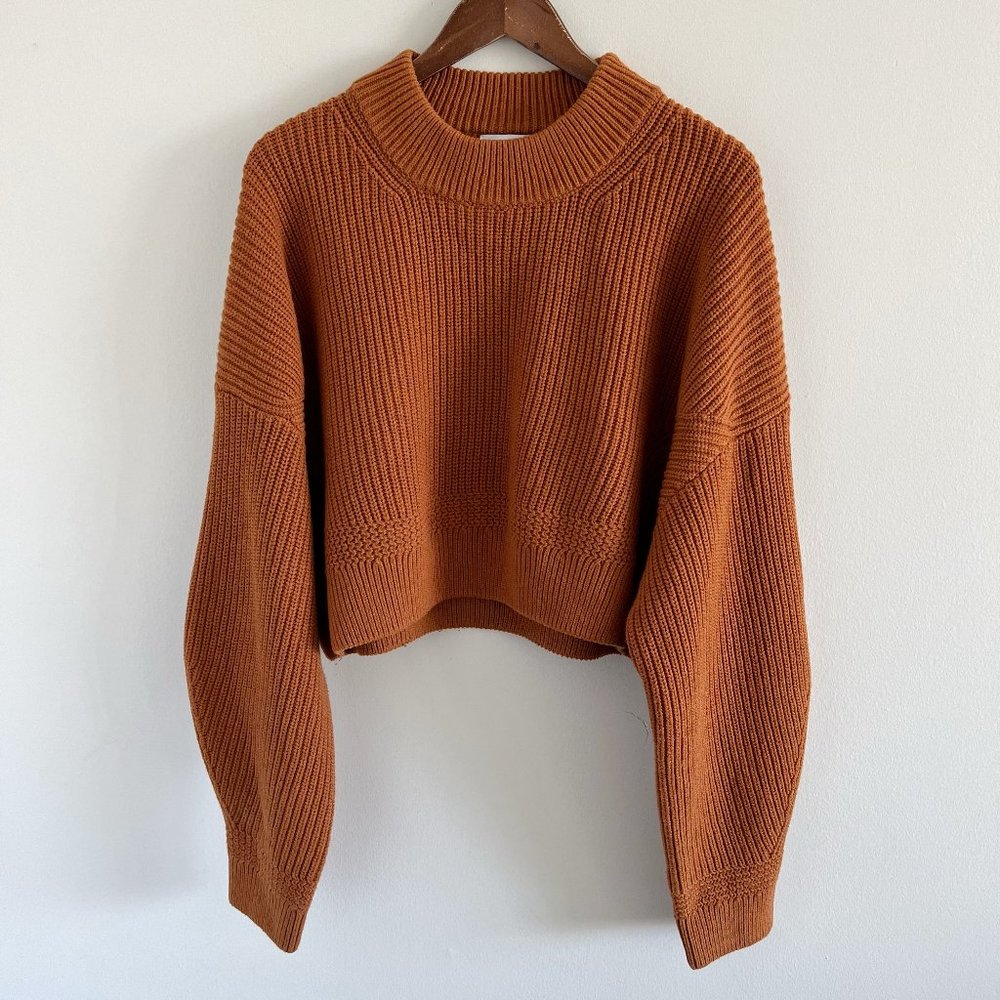 & Other Stories Ribbed Cropped Crewneck Chunky Sweater L